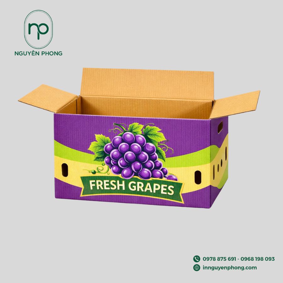 Mẫu thùng carton đựng nho nổi bật thu hút khách hàng